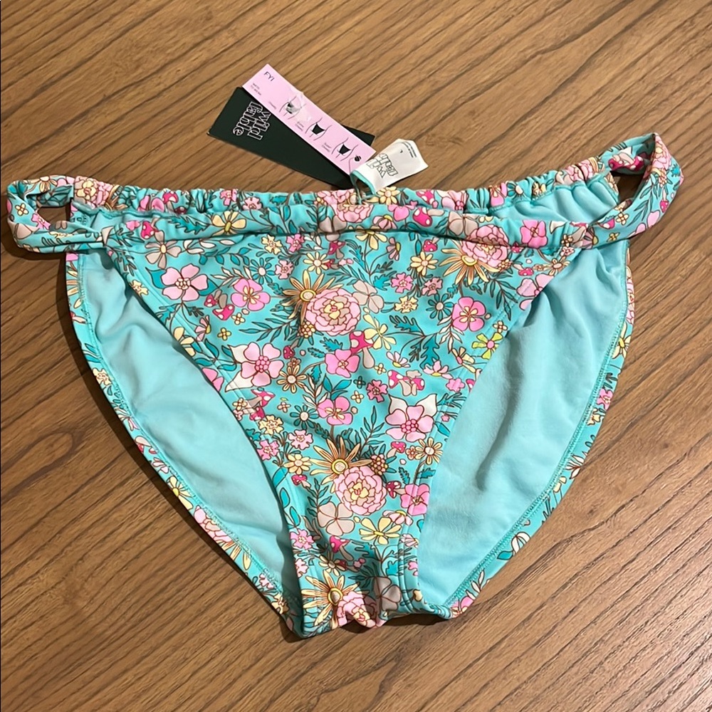 Wild Fable Blue and Pink Ruffled Bikini
